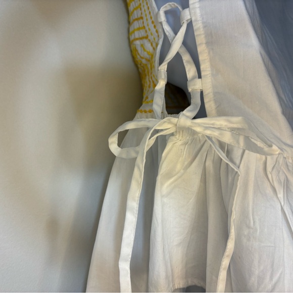 Celandine Embroidered Yellow and White Sleeveless Top - Picture 8 of 16